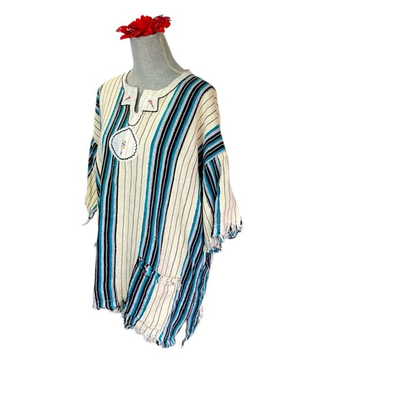 Vintage Embroidered Kaftan Muumuu Boho Hippie Poncho Dress | Cover up Free Sz - Picture 3 of 10